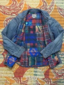 Polo Ralph Lauren Denim Indian Lined Jacket VTG RRL Aztec Navajo Patchwork Shirt