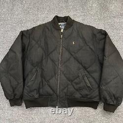 Polo Ralph Lauren Down Fill Puffer Bomber Jacket Men's XL Black Vintage Quilted