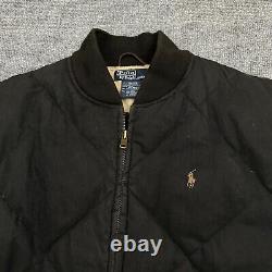 Polo Ralph Lauren Down Fill Puffer Bomber Jacket Men's XL Black Vintage Quilted