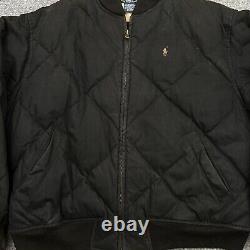 Polo Ralph Lauren Down Fill Puffer Bomber Jacket Men's XL Black Vintage Quilted