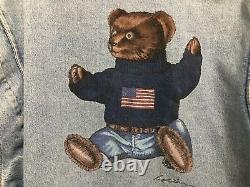 Polo Ralph Lauren Dungarees Adult XL Bear Denim Jean Jacket Vintage