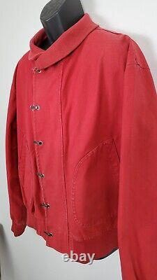 Polo Ralph Lauren Fireman Duffel Coat VTG Jacket Metal Toggles Red Canvas 2XL