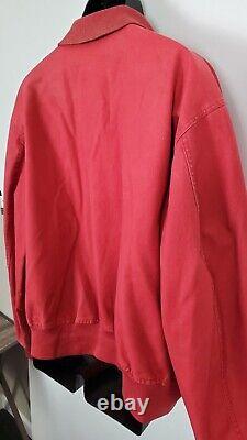 Polo Ralph Lauren Fireman Duffel Coat VTG Jacket Metal Toggles Red Canvas 2XL