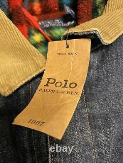 Polo Ralph Lauren Hi Tech Patch VTG Retro Plaids Fleece Hooded Trucker Jacket L