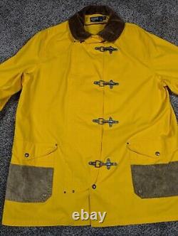 Polo Ralph Lauren Jacket Mens Large Yellow Fire Man Lobster Clasp Toggle Vintage