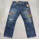 Polo Ralph Lauren Jeans Mens 36x32 Vintage Classic Fit Patches Distressed Denim