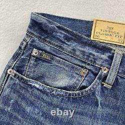 Polo Ralph Lauren Jeans Mens 36x32 Vintage Classic Fit Patches Distressed Denim
