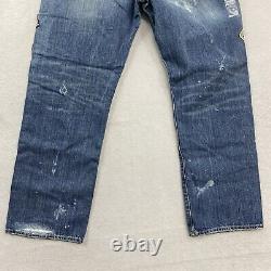 Polo Ralph Lauren Jeans Mens 36x32 Vintage Classic Fit Patches Distressed Denim