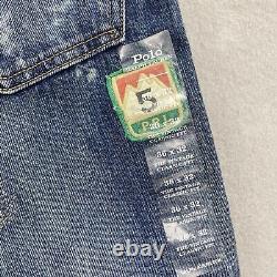 Polo Ralph Lauren Jeans Mens 36x32 Vintage Classic Fit Patches Distressed Denim