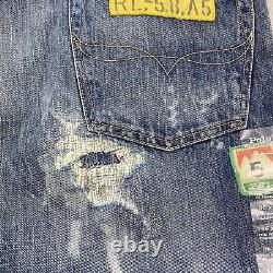 Polo Ralph Lauren Jeans Mens 36x32 Vintage Classic Fit Patches Distressed Denim