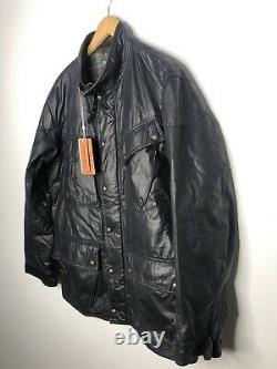 Polo Ralph Lauren Large Black Wax Coated Oil RRL Biker Military VTG Leather XL