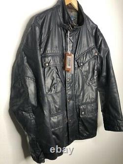 Polo Ralph Lauren Large Black Wax Coated Oil RRL Biker Military VTG Leather XL