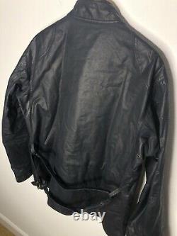 Polo Ralph Lauren Large Black Wax Coated Oil RRL Biker Military VTG Leather XL