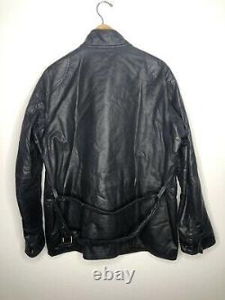 Polo Ralph Lauren Large Black Wax Coated Oil RRL Biker Military VTG Leather XL