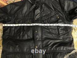 Polo Ralph Lauren Large Black Wax Coated Oil RRL Biker Military VTG Leather XL