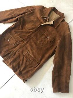 Polo Ralph Lauren Large Leather Hunting Brown Jacket RRL Reversible VTG Coat XL