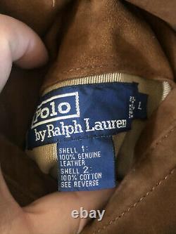 Polo Ralph Lauren Large Leather Hunting Brown Jacket RRL Reversible VTG Coat XL
