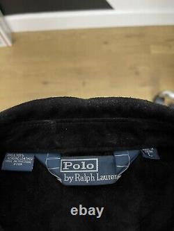 Polo Ralph Lauren Large Leather Shirt Jacket Western RRL Black Suede Nubuck VTG