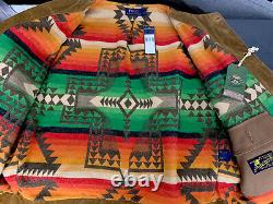 Polo Ralph Lauren Large Leather Trucker Jacket RRL Southwestern Beacon VtG Aztec