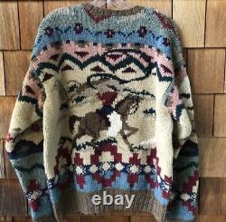 Polo Ralph Lauren Large VTG Sweater Cowboy RRL Aztec Rodeo Indian Country Kanye