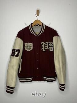 Polo Ralph Lauren Med Large Red Rugby Varsity Jacket Leather RRL VTG P Wing 67