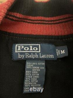 Polo Ralph Lauren Medium Red Letterman Varsity Jacket Leather RRL VTG Rugby Coat