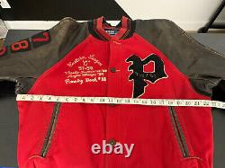 Polo Ralph Lauren Medium Red Letterman Varsity Jacket Leather RRL VTG Rugby Coat