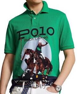 Polo Ralph Lauren Men Classic Vintage Player Horse Graphic Mesh Polo