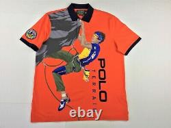 Polo Ralph Lauren Men VTG Orange Terrain Climber Graphic Polo Shirt M L Hi Tech