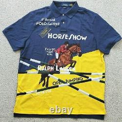 Polo Ralph Lauren Men Vintage Poster Graphic Equestrian Horse Polo Shirt L New