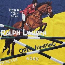 Polo Ralph Lauren Men Vintage Poster Graphic Equestrian Horse Polo Shirt L New