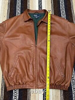 Polo Ralph Lauren Men's Brown Leather Suede Jacket Vintage Size XL Excellent