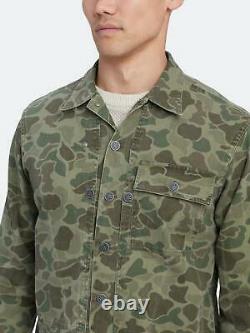 Polo Ralph Lauren Mens Camo Herringbone Vintage Faded Military Shirt Jacket NWT