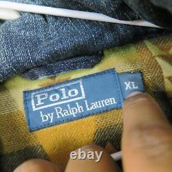 Polo Ralph Lauren Mens Vest Jacket Size XLarge 90's Vintage Denim Leather RRL