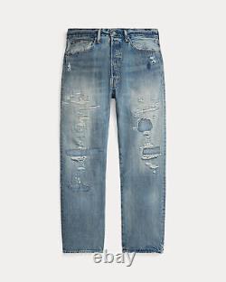 Polo Ralph Lauren Mens Vintage Classic Fit Distressed Jeans in Coppit Blue-38/32