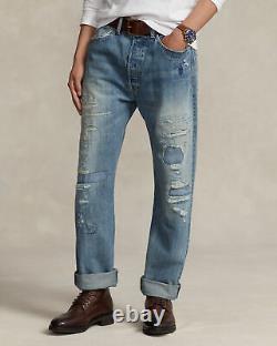 Polo Ralph Lauren Mens Vintage Classic Fit Distressed Jeans in Coppit Blue-38/32