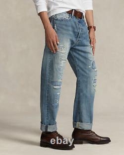 Polo Ralph Lauren Mens Vintage Classic Fit Distressed Jeans in Coppit Blue-38/32