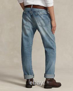 Polo Ralph Lauren Mens Vintage Classic Fit Distressed Jeans in Coppit Blue-38/32