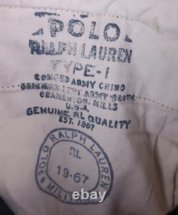 Polo Ralph Lauren NEW Vintage Type 1 Army Chinos Green Distressed Men's 38x30