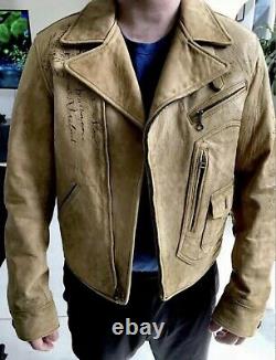 Polo Ralph Lauren NYC Medium Leather Jacket RRL VTG Distressed Motorcycle Biker