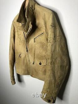 Polo Ralph Lauren NYC Medium Leather Jacket RRL VTG Distressed Motorcycle Biker