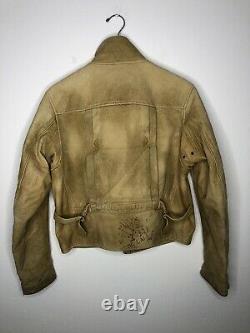 Polo Ralph Lauren NYC Medium Leather Jacket RRL VTG Distressed Motorcycle Biker