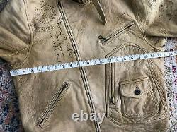 Polo Ralph Lauren NYC Medium Leather Jacket RRL VTG Distressed Motorcycle Biker