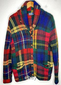 Polo Ralph Lauren Patchwork Cardigan Sweater RRL Plaid Leather VtG Tweed Rugby