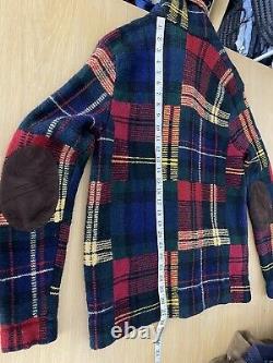 Polo Ralph Lauren Patchwork Cardigan Sweater RRL Plaid Leather VtG Tweed Rugby