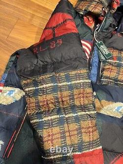 Polo Ralph Lauren Polo Country Patchwork Flag Down Puffer Jacket Coat Large NEW