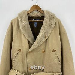 Polo Ralph Lauren Rancher Coat Men's XL Beige Canvas Wool Leather Shearling Vtg