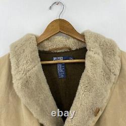 Polo Ralph Lauren Rancher Coat Men's XL Beige Canvas Wool Leather Shearling Vtg