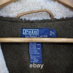 Polo Ralph Lauren Rancher Coat Men's XL Beige Canvas Wool Leather Shearling Vtg