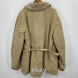 Polo Ralph Lauren Rancher Coat Men's XL Beige Canvas Wool Leather Shearling Vtg